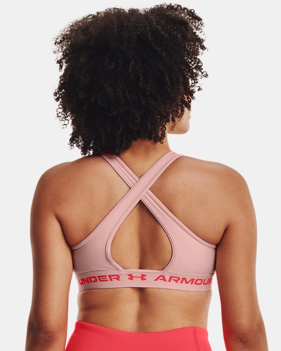 Women's Armour® Mid Crossback Heather Sports Bra, Pink, pdpMainDesktop image number 5